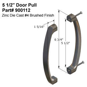 Diagram of Hadrian 900112 5-1/2" Door Pull Kit