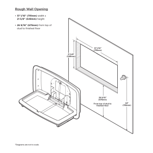 Wall cut out required for Koala Kare KB310-SSRE horizontal recessed baby changing station.