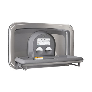 Koala Kare KB310-SSWM horizontal surface-mount baby changing station with the changing surface open.