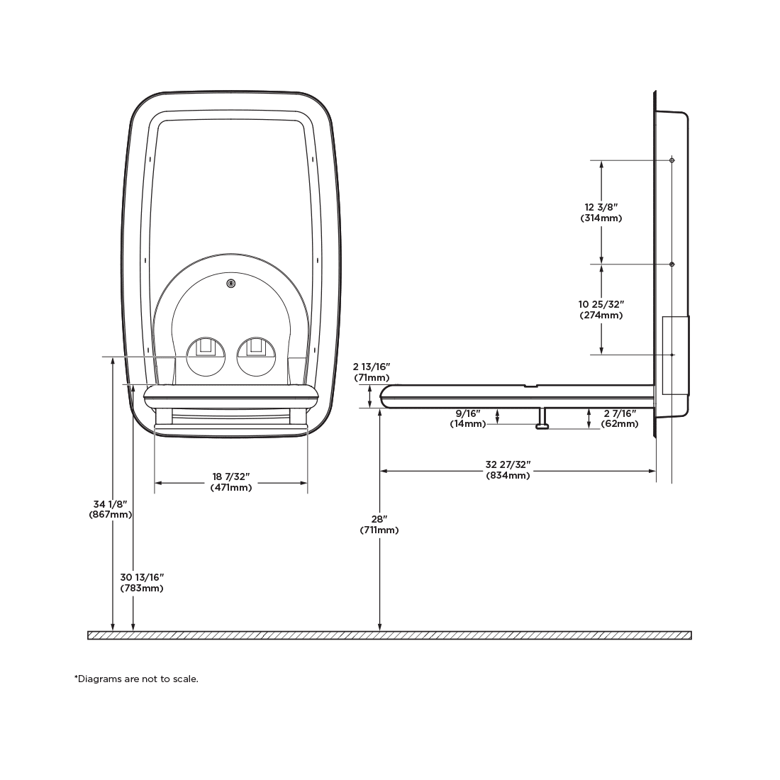 Koala Kare Vertical Recessed Baby Changing Station KB311-SSRE