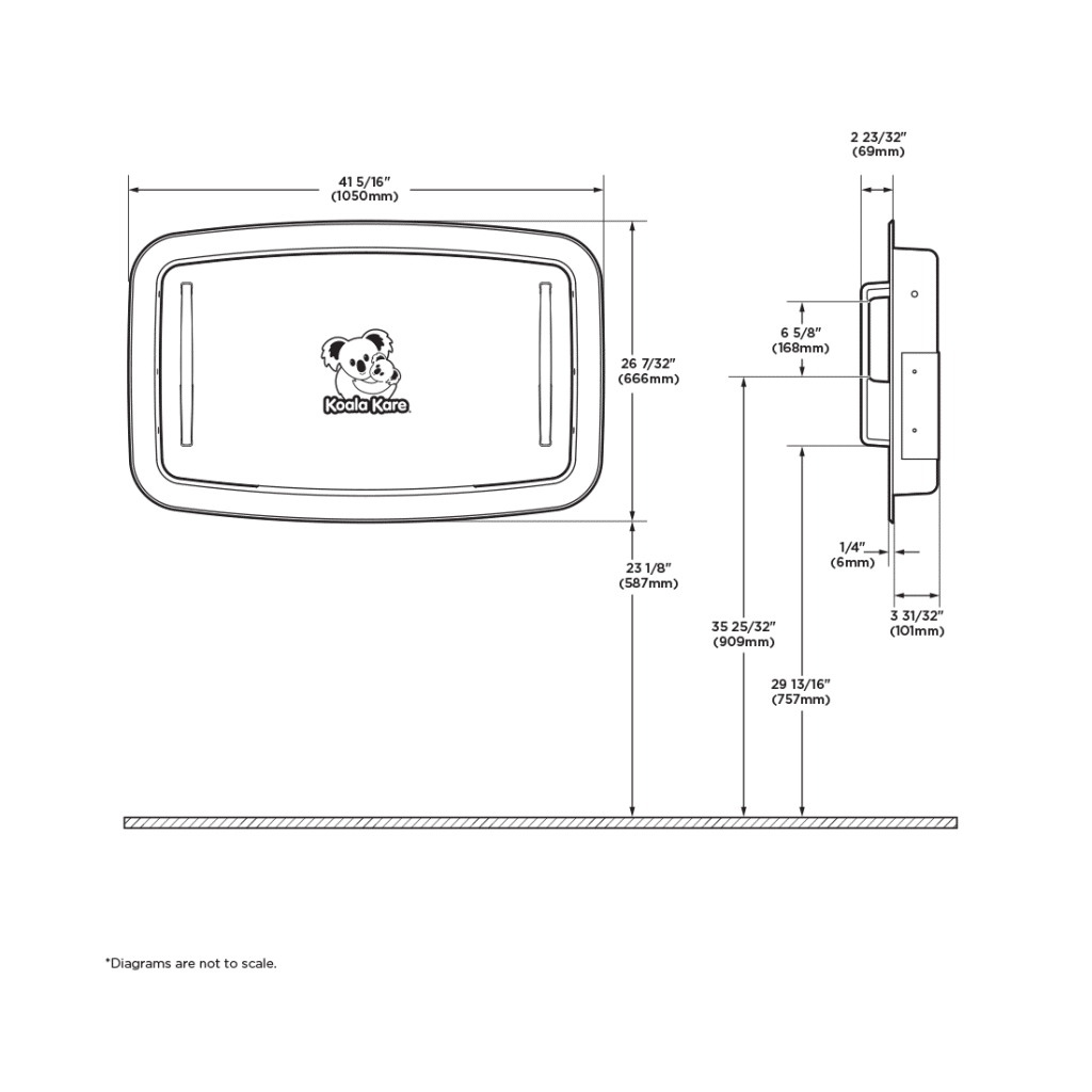 Koala Kare Horizontal Recessed Baby Changing Station KB310SSRE