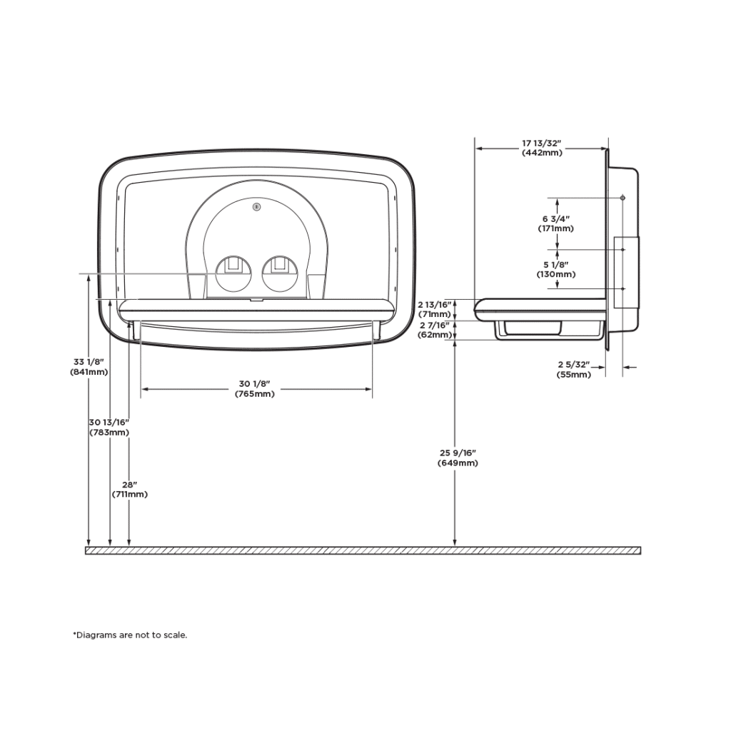 Koala Kare Horizontal Recessed Baby Changing Station KB310SSRE