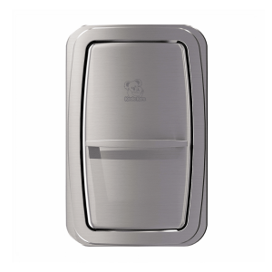 Koala Kare KB311-SSWM vertical surface-mount baby changing station dimensions shown closed, head-on.