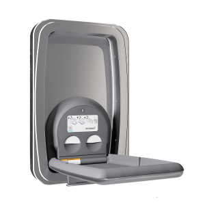 Koala Kare KB311-SSWM vertical surface-mount baby changing station shown with the changing surface open.