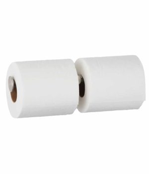 Bobrick's Fino Collection double toilet roll holder with toilet paper