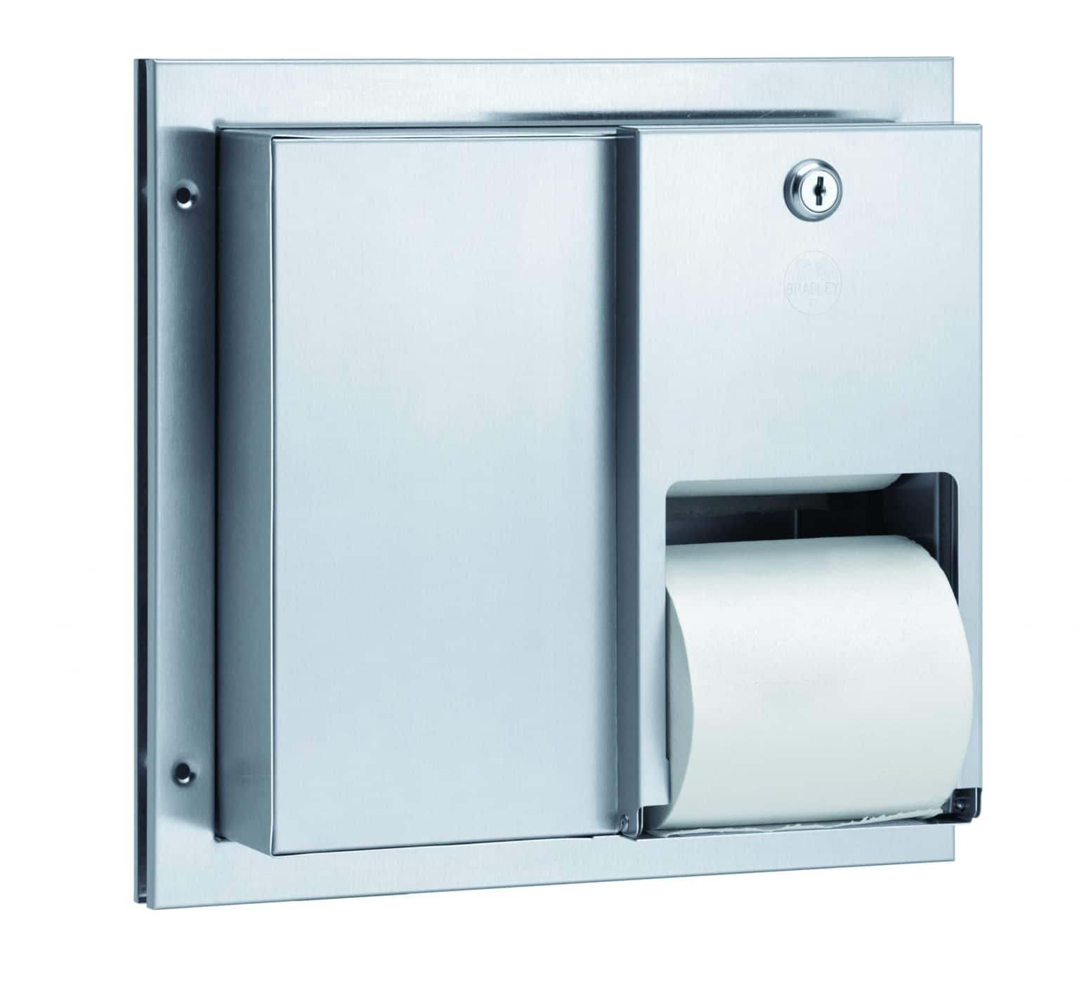 Bradley 5422 Partition Mounted Stainless Steel Toilet Paper Dispenser