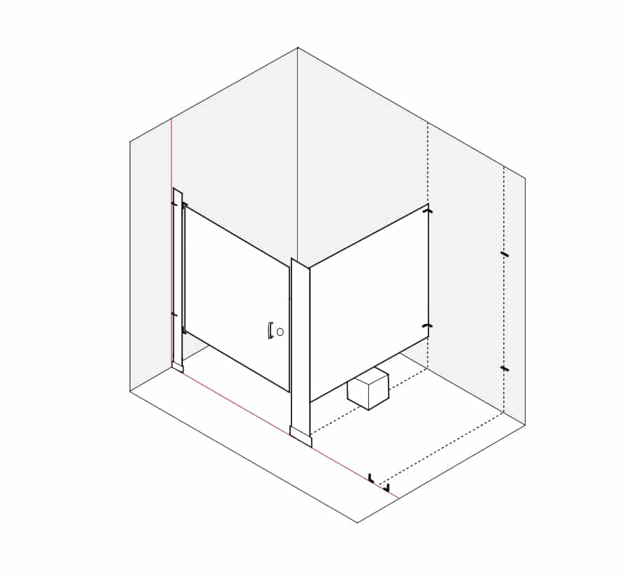 Diagram of Toilet Partition Installation Step 15