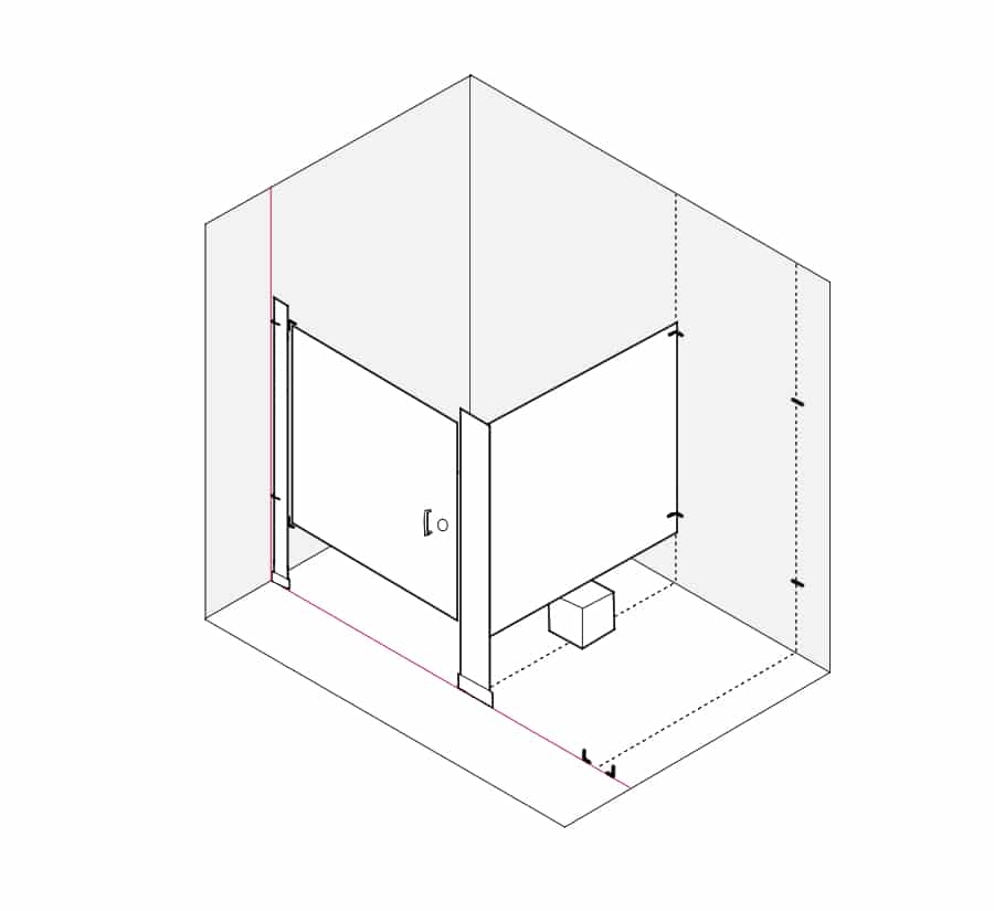 Diagram of Toilet Partition Installation Step 14