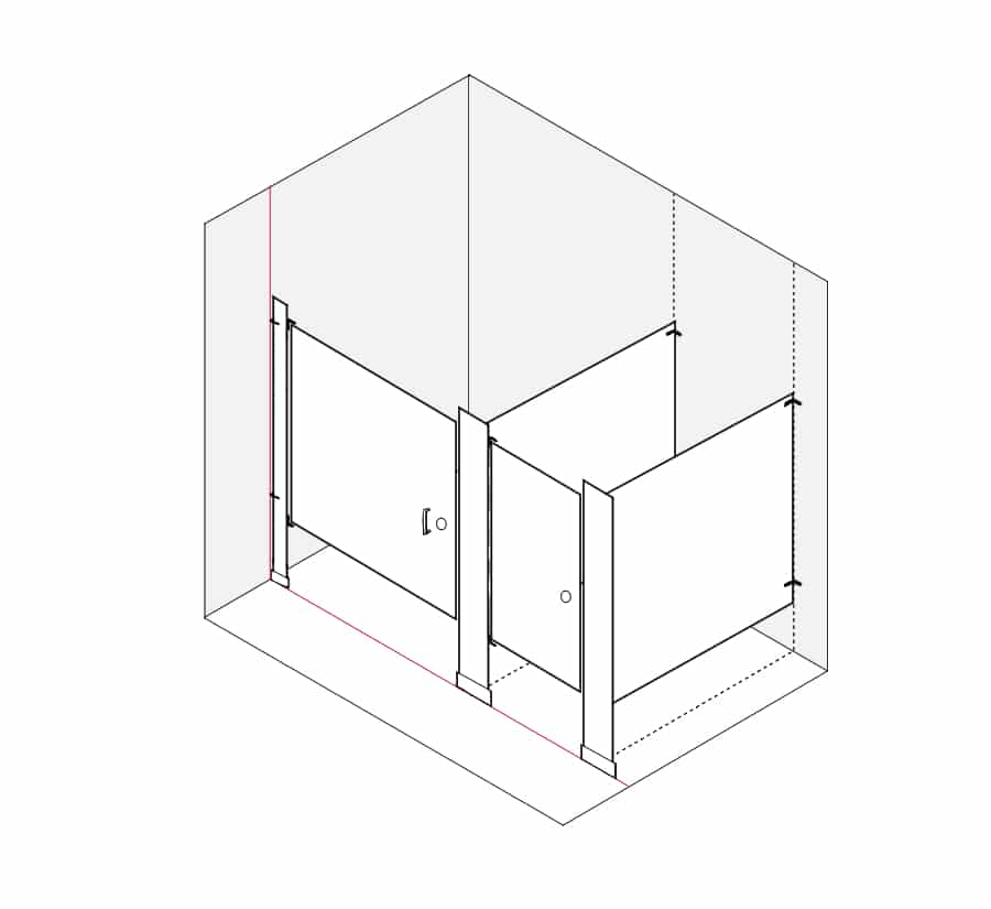 Diagram of Toilet Partition Installation Step 16