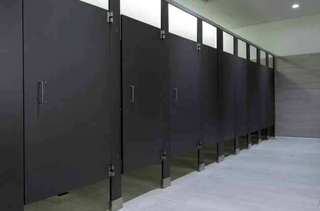 Black High Pressure Laminate Bathroom Stalls
