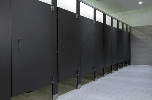 Black HPL Laminate Bathroom Partitions