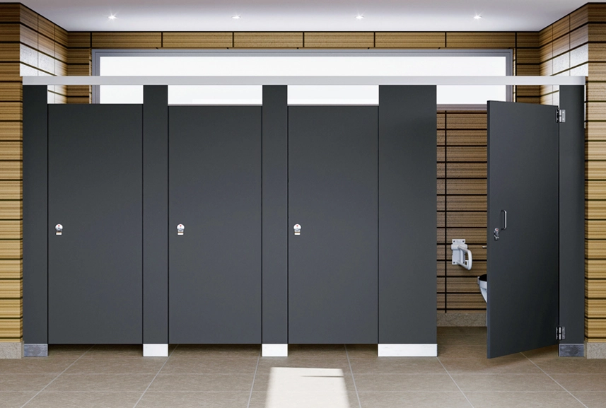 Black Solid Phenolic Toilet Partitions