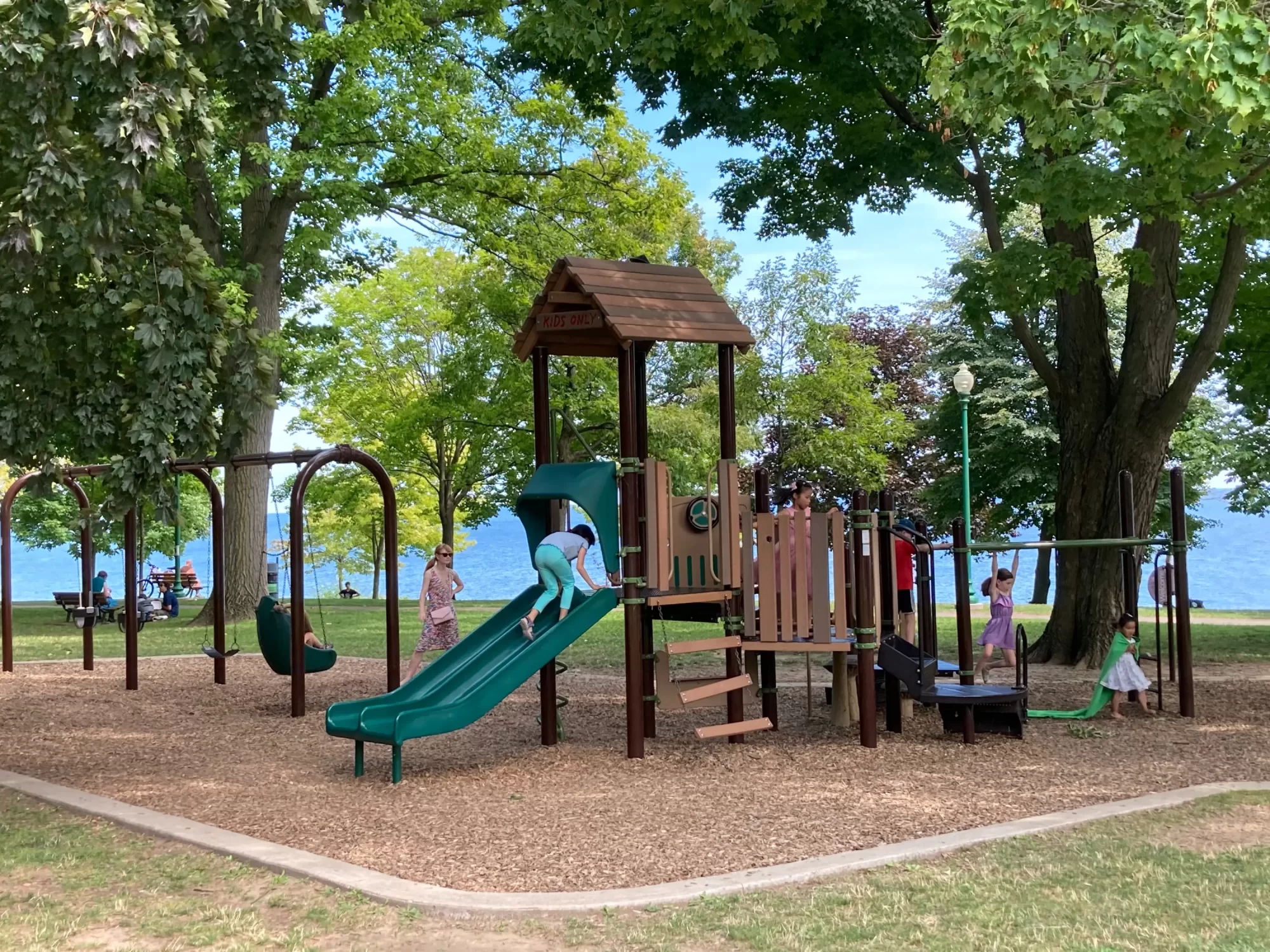 Park Playground with Children Playing