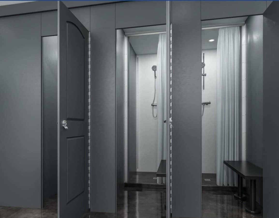 Scranton HDPE Plastic combo Shower Stalls and Dressing Compartments in grey