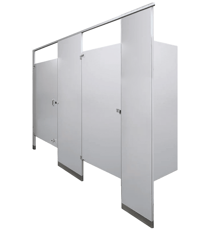 Gray Powder Coated Steel Toilet Partitions part of the Elite Plus Series
