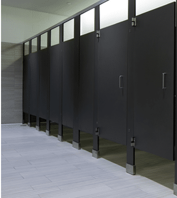 Black High Pressure Laminate Toilet Partitions