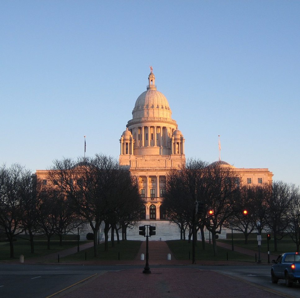 Photograph of classical state capitol building in Providence, Rhode Island.