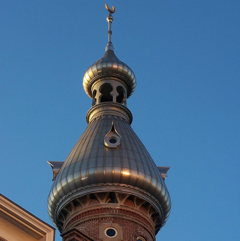 Photograph of architectural dome, top of a tower, Tampa, Florida.