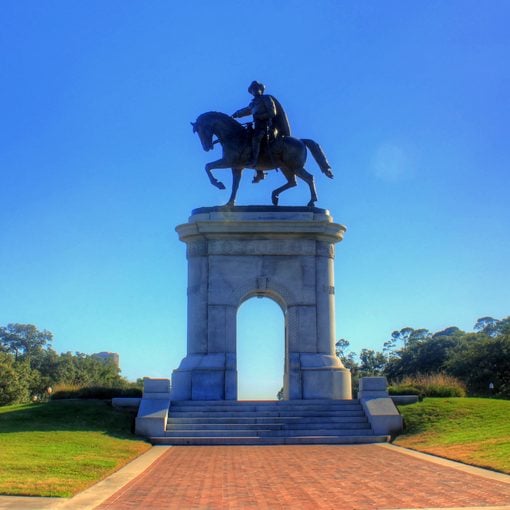 Photograph of large statue in Hermann Park in Houston, Texas.
