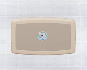 Koala Kare's Horizontal Surface Mounted Baby Changing Station KB300 - Front View Closed in Beige