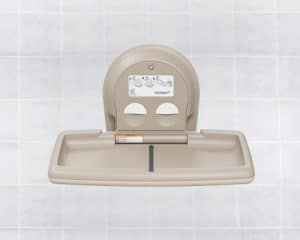 Koala Kare's Horizontal Surface Mounted Baby Changing Station KB300 - Front View Open in Beige
