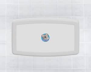 Koala Kare's Horizontal Surface Mounted Baby Changing Station KB300 - Front View Closed in White Granite